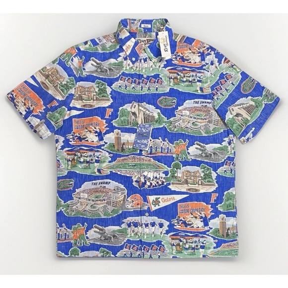 Reyn Spooner U Florida Scenic‎ Tailored Fit Mens Hawaiian Button Up Shirt L